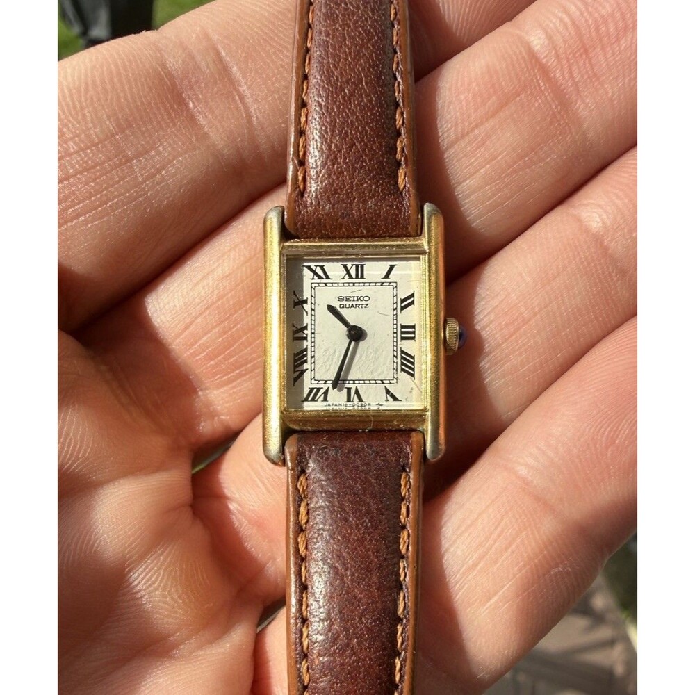 Rare Seiko 1400-0090R Ladies Tank Watch Vintage Roman Dial 17mm AS-IS